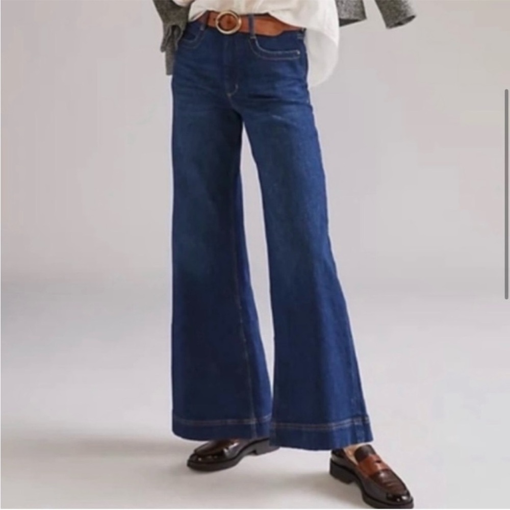 Maeve Women's Wide Leg Light Cream Jeans - Picture 9 of 11
